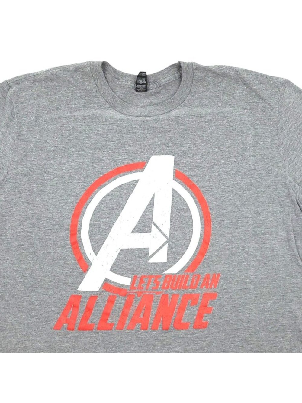 Marvel Avengers Graphic T Shirt Mens L Lets Build An Alliance Tee Gray Anvil